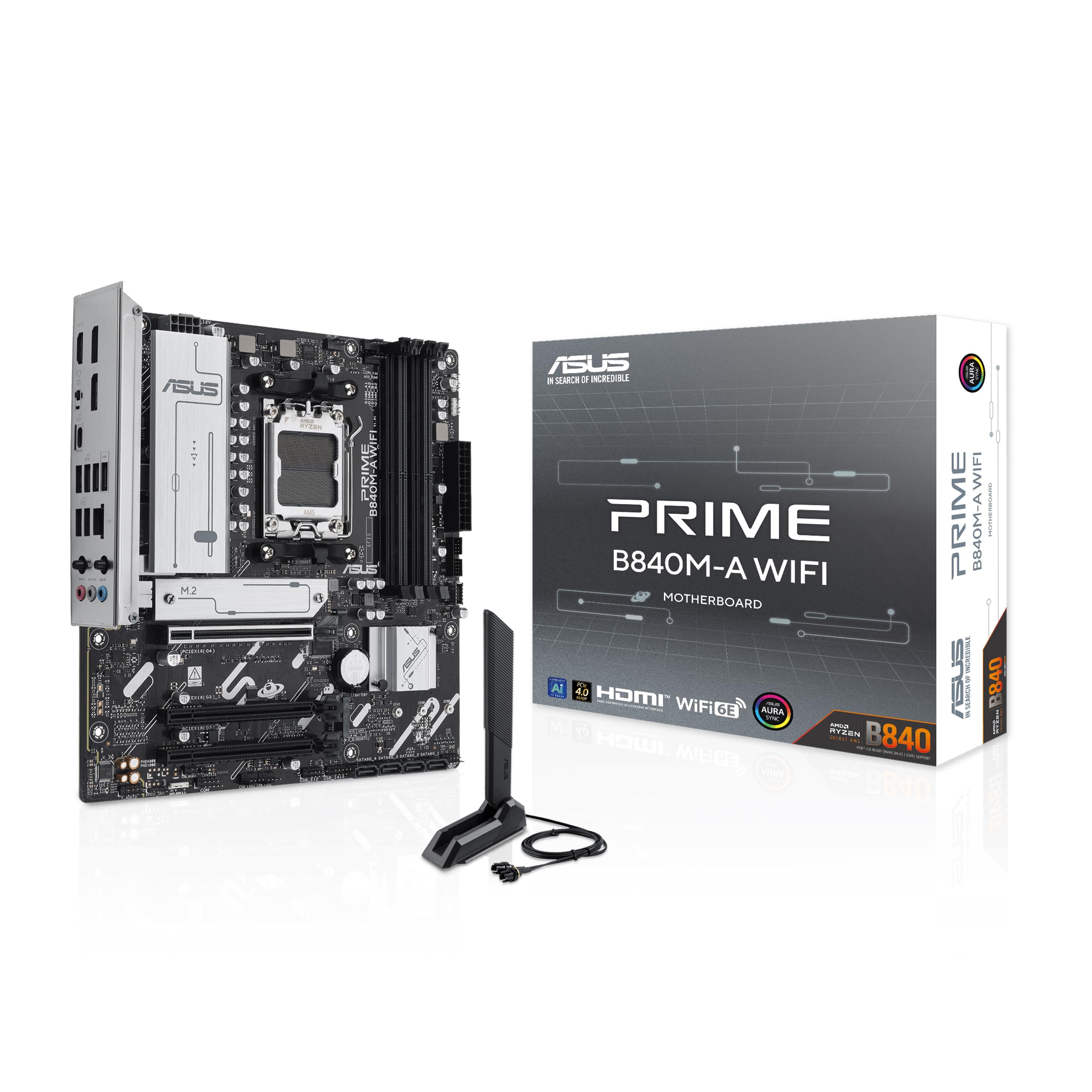 ASUS - PRIME B840M-A WIFI - Motherboard - Micro ATX - Socket AM5 - AMD B840 - para Ryzen