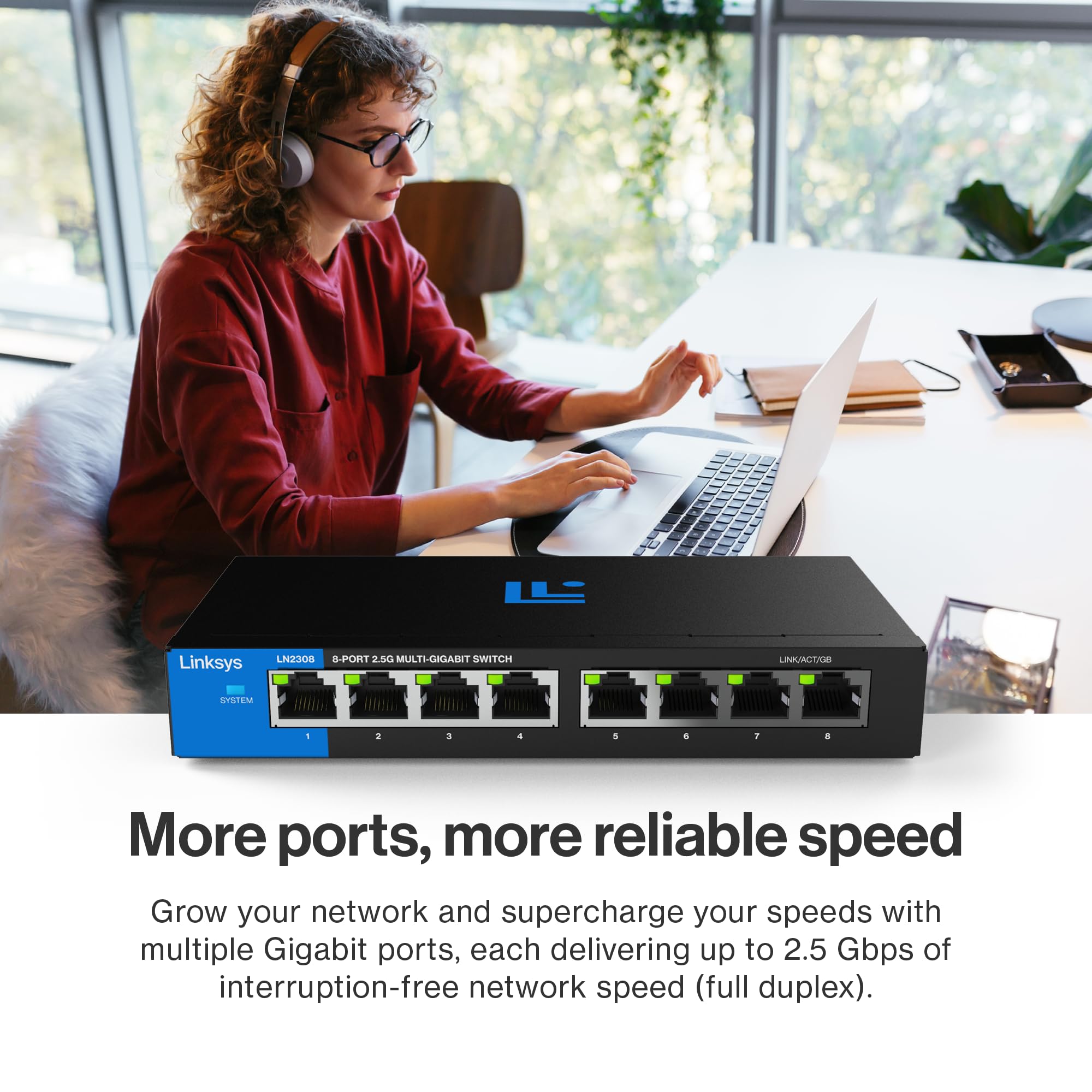 Switch 8 puertos Multigigabit 2.5G no admin Linksy