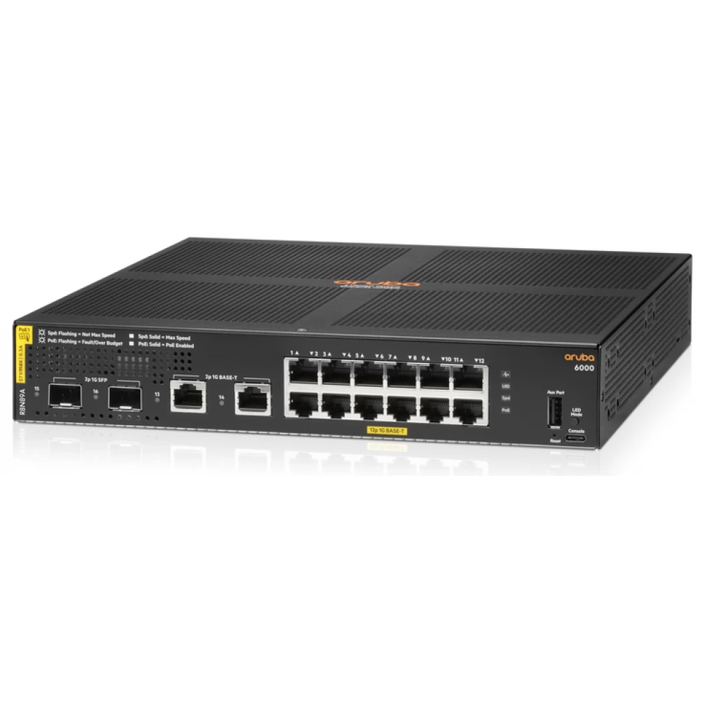 Aruba 6100 12G PoE+ 2SFP+ 139W Switch