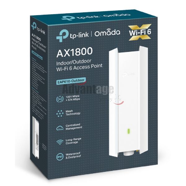 TP-LINK EAP610-Outdoor - Punto de acceso inalámbrico - Wi-Fi 6 - 2.4 GHz, 5 GHz - gestionado a través de la nube - montable en poste/pared