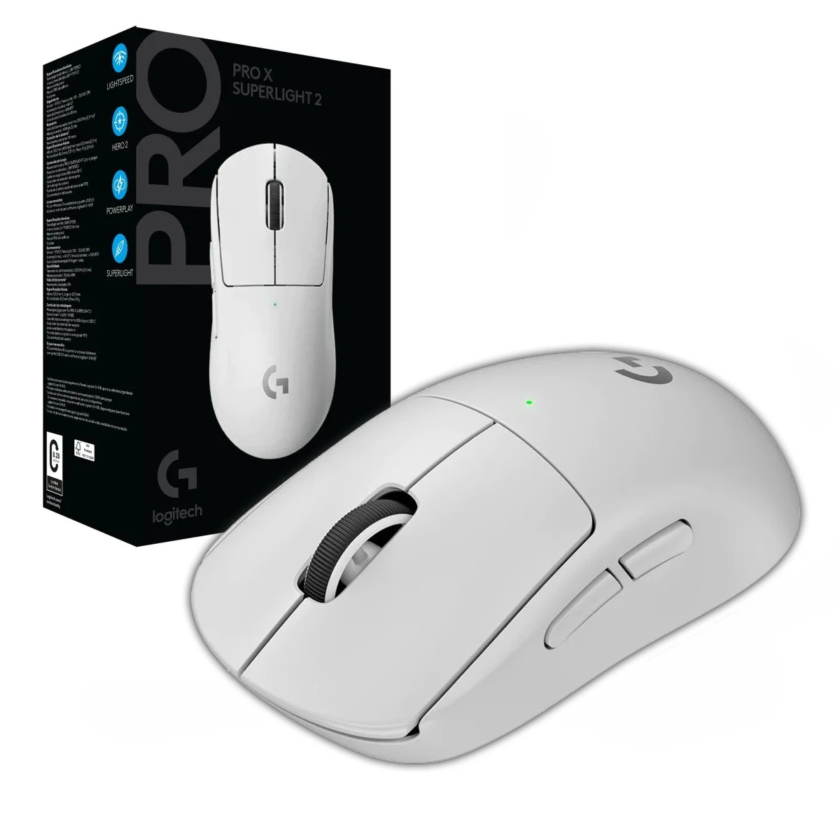 Logitech PRO X SUPERLIGHT Wireless Gaming Mouse - Ratón - óptico - 5 botones - inalámbrico, cableado - LIGHTSPEED - blanco