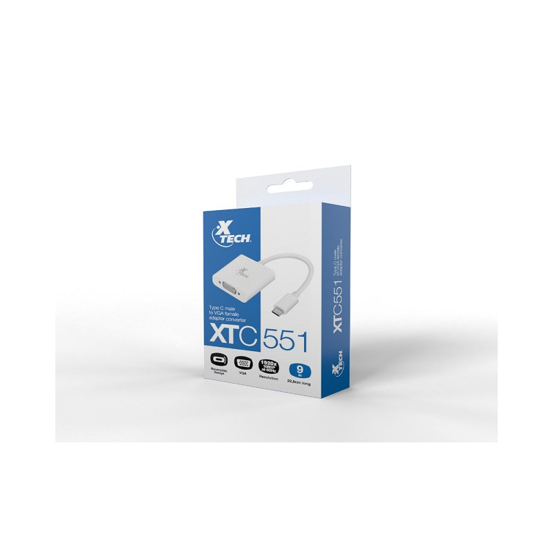 Xtech - Display adapter - USB Type C - VGA - Glossy white - XTC-551