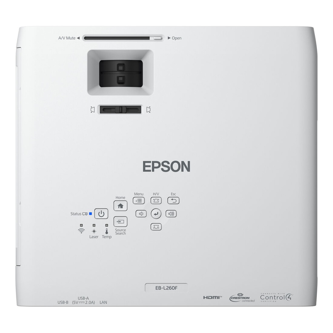 Epson PowerLite L260F - Proyector 3LCD - 4600 lúmenes (blanco) - 4600 lúmenes (color) - 16:9 - 1080p - IEE 802.11a/b/g/n/ac inalámbrico/LAN/Miracast - con 3 años de Epson Road Service Program