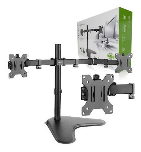 Klip Xtreme KPM-311 - Base - para 2 pantallas LCD - plástico, acero de alta calidad - negro - tamaño de pantalla: 13"-32" - soporte para escritorio