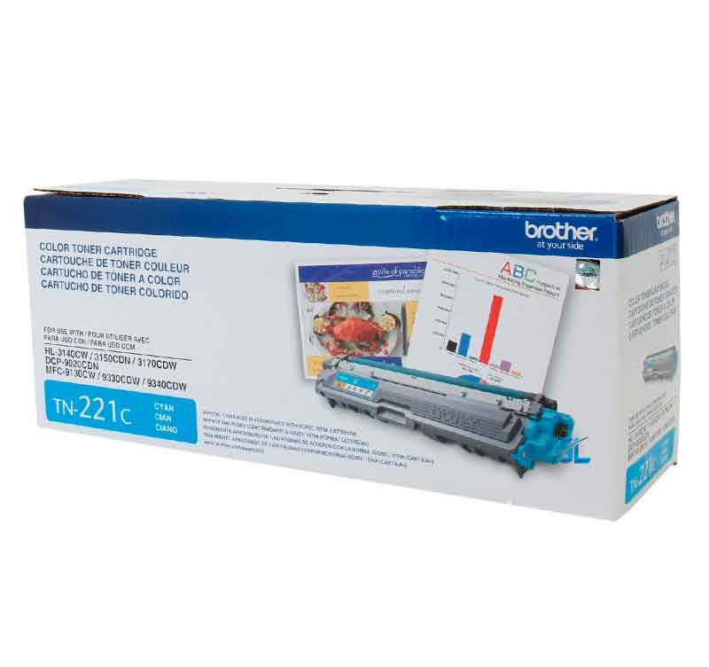 Brother TN221C - Cián - original - caja - cartucho de tóner - para Brother HL-3140, HL-3170, HL-3180, MFC-9130, MFC-9330, MFC-9340