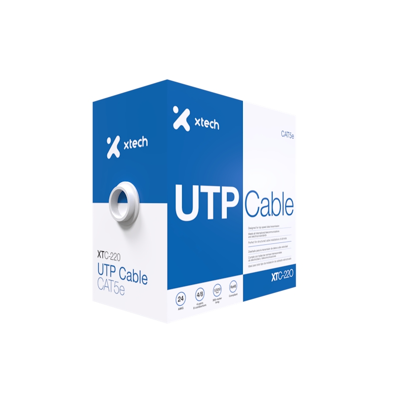 Xtech - Cable al por mayor - RJ-45 (M) a RJ-45 (M) - 305 m - UTP - CAT 5e - gris