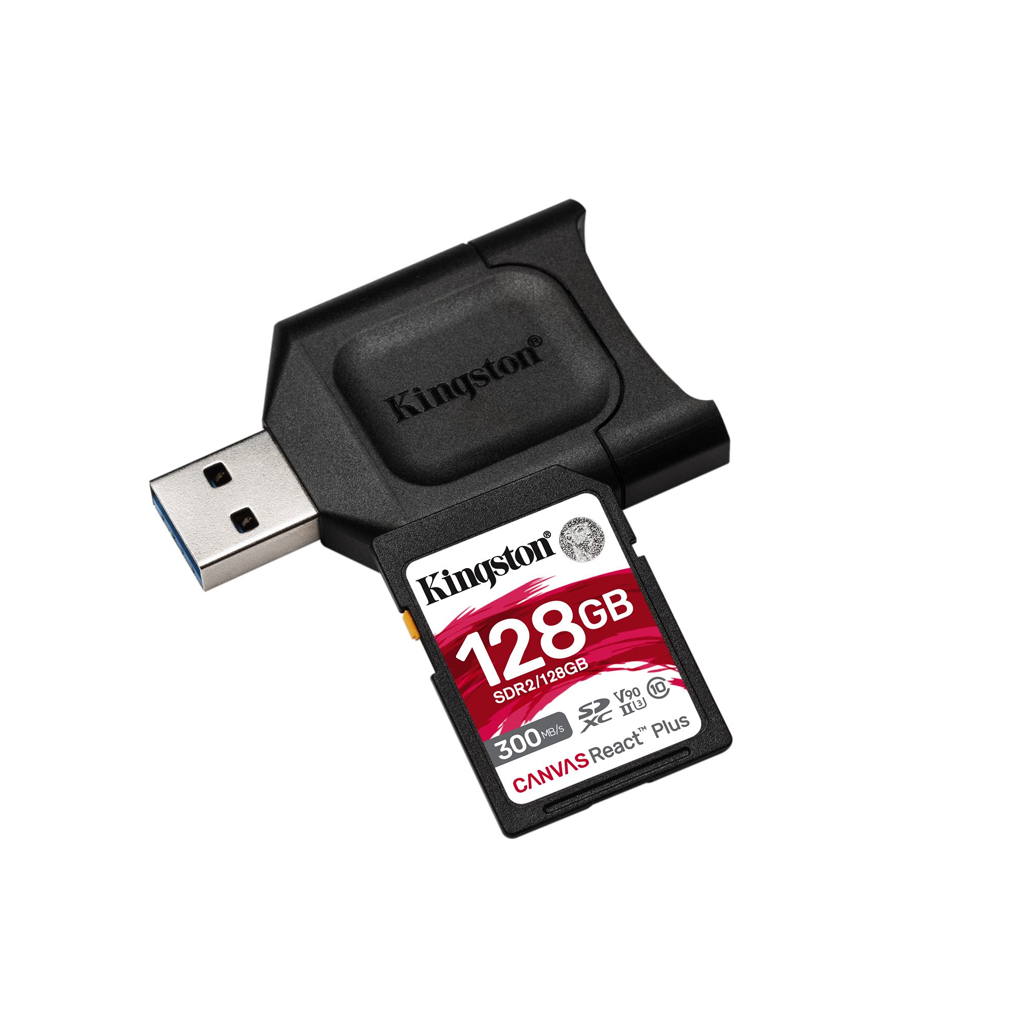 Kingston Canvas React Plus - Tarjeta de memoria flash - 64 GB - Video Class V90 / UHS-II U3 / Class10 - SDXC UHS-II