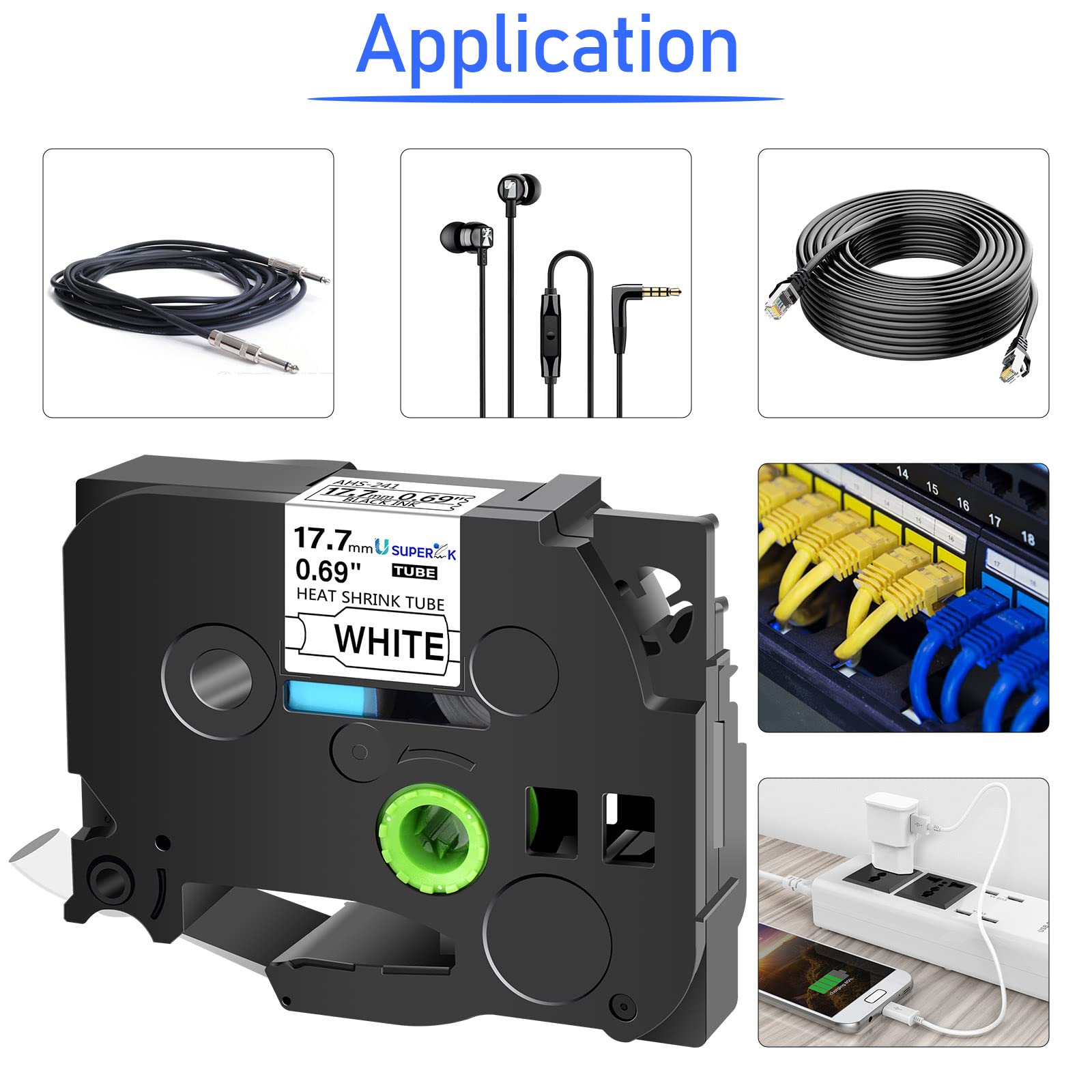 Brother HSe-231E - Negro sobre blanco - Rollo (1,12 cm x 1,5 m) 1 cinta(s) caja para colgar - cinta tubo termorretráctil - para P-Touch PT-D800, PT-E300, PT-E310, PT-E550, PT-P700, PT-P750, PT-P900, PT-P950