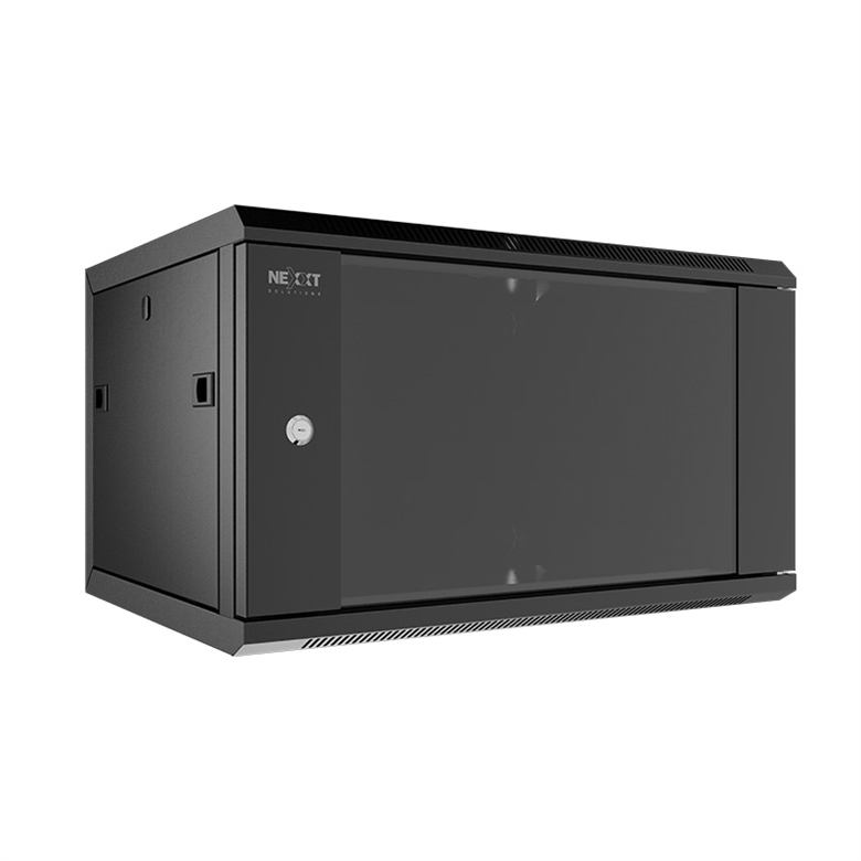 Nexxt Solutions Infrastructure - Wall mount enclosure - SPCC steel / Tempered glass - Black / RAL 9005 - 6U 600X600