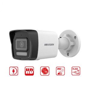 Hikvision 4MP Cámara de red bullet fija inteligente híbrida - Audio bidireccional - 4MP - Exterior - H.265+ - Focal fija 2,8 mm - 2560 × 1440 - WDR 120DB - IP67 - MicroSD