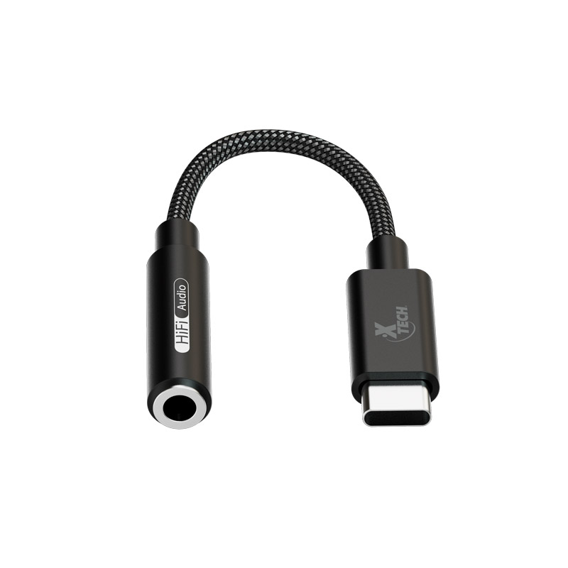 Xtech - Headphone Jack Adapter - 24 pin USB-C - 3.5mm TRRS - 10 cm - Black - USB-C (M) to 3.5 mm(f) XTC-509