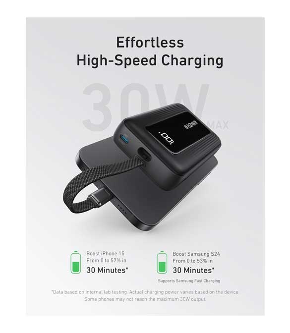 Anker - powerbank - Lithium - Para -- - 20K 30W Cable C Blanco