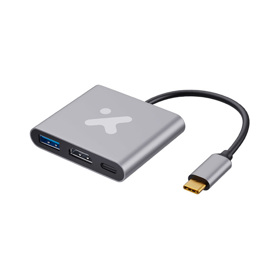 Xtech - Video adapter - USB Type C - HDMI (f) Type C(f) USB 3.0(f) - Aluminum - 3 in one XTC-566