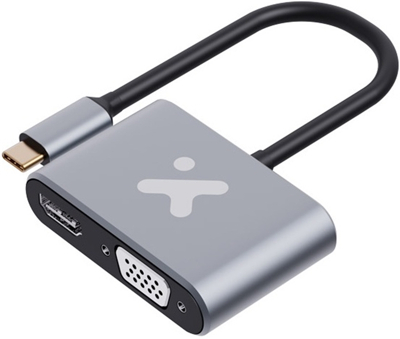 Xtech - Video adapter - USB Type C - HDMI female   VGA female - Aluminum - 2 in 1 XTC-542