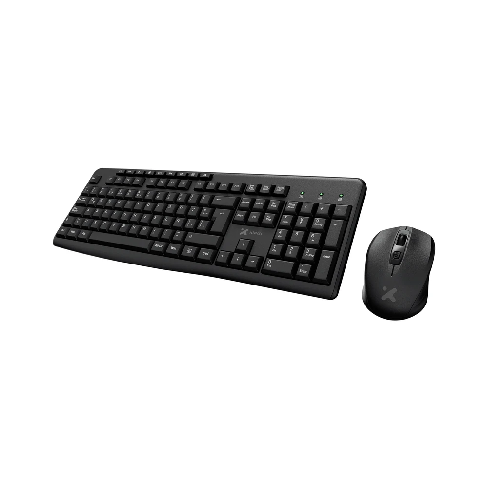 Xtech - Keyboard and mouse set - Wireless - Spanish - USB - Black - 2.4 GHz - Black XTK-311S