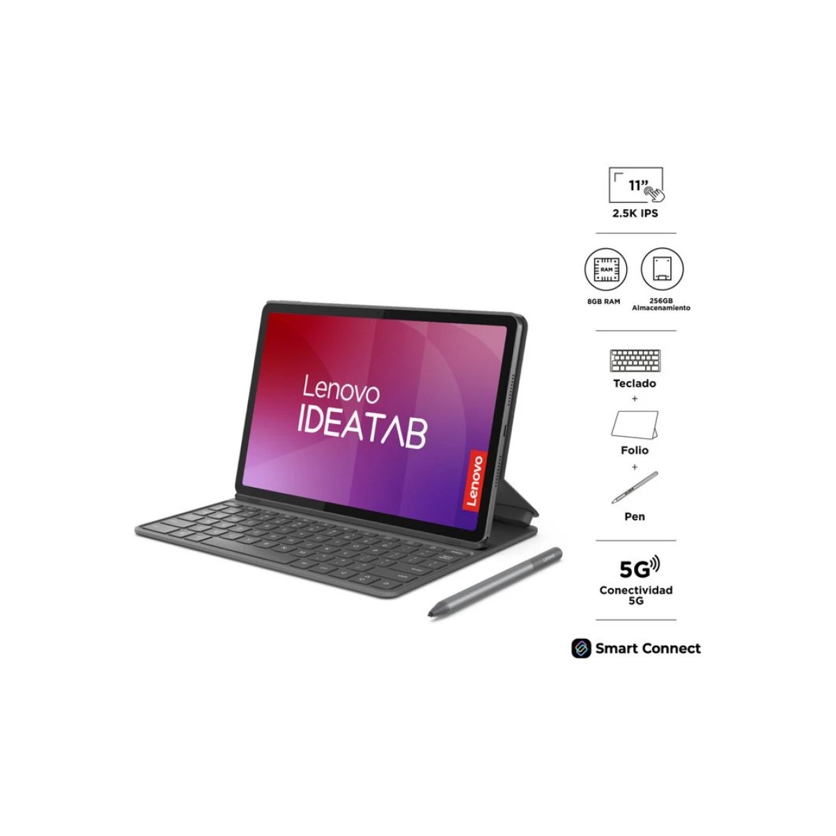 Lenovo IdeaTab 11 - 11" - 2560 x 1600 - 5G - Android 15 or Later - Tarjetas de memoria flash compatibles: microSD - Cámara de visión posterior - Dimensity 6300 - Luna Grey - Lenovo Tablet MTK Dimensity 63